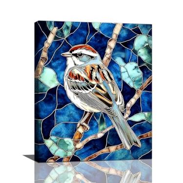 Imagem de Arte de parede de pássaro para mulher linda pardal decoração de parede em tela de berçário vintage imagens estéticas pinturas impressões de arte decorações emolduradas para banheiro quarto sala de