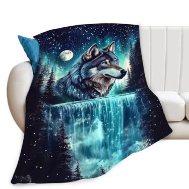 Imagem de Cobertor de lobos para amantes de lobos, presentes de cachoeira, presentes para meninas, meninos, crianças, macio, aconchegante, de lã para sofá, cama, 127 x 101 cm