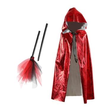 Imagem de UxicRuya Capa com Capuz de Halloween para Festas Temáticas de Baile de Máscaras, Feiticeiro Macio, Vermelho