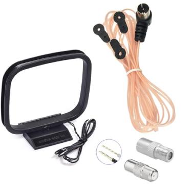 Imagem de SZSAUTO Antena dipolo de rádio FM antena interna AM Loop Antena 75 Ohm FM para Yamaha Marantz Pioneer Onkyo receptor estéreo doméstico Bluetooth interno AV áudio vídeo Home Theater sintonizador