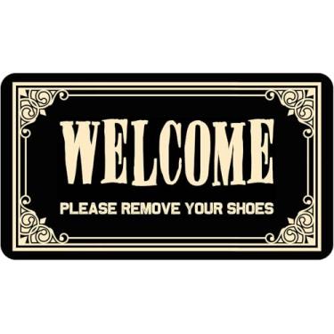 Imagem de AIKONGNICE Please Remove Your Shoes Tapete de boas-vindas Tapete de porta de borracha antiderrapante para ambientes externos/internos Novidade Presente 76 x 43 cm
