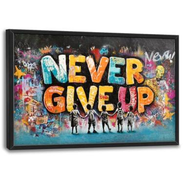 Imagem de Arte de parede grande Banksy para sala de estar Big Street Graffti decoração de parede inspiradora Banksy impressões em tela motivacional pintura arte nunca desista decorações para escritório quarto