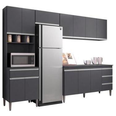 Imagem de Cozinha Modulada 12 Portas 4 Gavetas 280 cm Andreia REAJL Moveis, Cinz