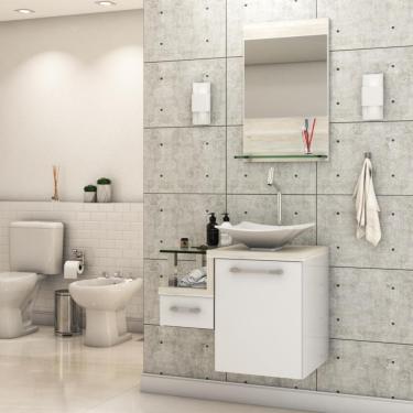 Imagem de Gabinete Para Banheiro C-cuba L34 E Espelheira Legno 631 Branco Chess C-snow