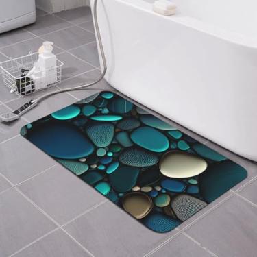 Imagem de Knerova Pebbles Tapetes de banho absorventes de secagem rápida, tapete de banho antiderrapante de borracha para banheiro, banheira, pia de chuveiro 50 cm x 81 cm