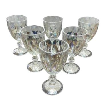 Imagem de Taças de Vidro Azul 330ml – Jogo com 6 Peças para Mesa Posta, Drinks, Sucos e Água (Platinado)