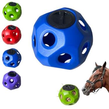 Imagem de Bola de feno para cavalos, alimentador de feno de grande capacidade de 40 cm para cavalos, bola de petisco de cavalo com design de alimentação lenta, brinquedos seguros e duráveis, bola de alimentação