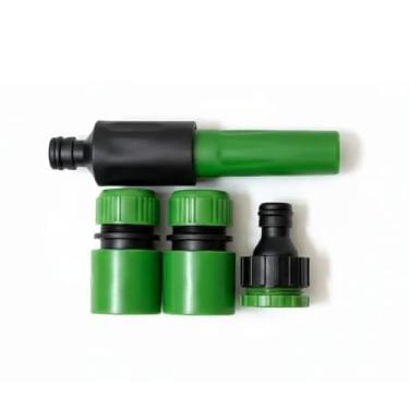 Imagem de Kit Esguicho para Jardim com Pistola Pulverizadora, Adaptador e 2 Conectores, PP Resistente, 13,5 cm, Laranja e Preto, para Regar Plantas e Lavar Áreas Externas (Verde)