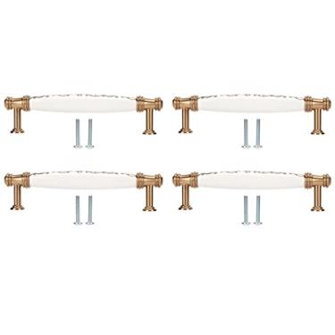 Imagem de Puxador de gaveta vintage para armário antigo, estilo retrô americano, ergonômico, liga de zinco, cerâmica, para casa, armário, guarda-roupa, 4 conjuntos
