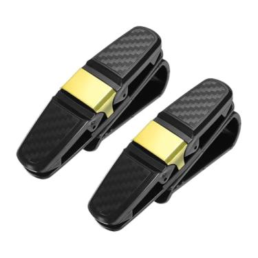 Imagem de HARFINGTON 2 peças de suporte de óculos para viseira de carro giratório, pontas duplas, clipe de óculos de sol, suportes para mulheres e homens, acessórios de viseira automotiva, peças de bilhete de