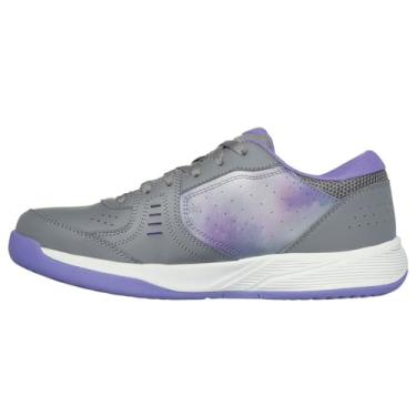 Imagem de Skechers Go Train Viper Court Smash-Pickleball Tênis feminino, Cinza/roxo, 40