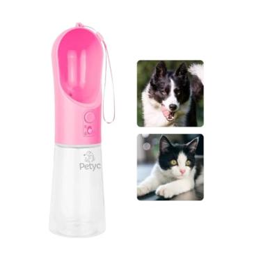 Imagem de Bebedouro Garrafa Portátil para Passeios PETYC Cães e Gatos Água para Viagem e Caminhada Pet Anti-Vazamento (Rosa)