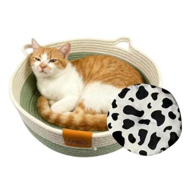 Imagem de Cama redonda para gatos | ninho lavável com tapete, cesta para cães pequenos, cama redonda para gatos | para ambientes internos e cachorros, coelhinhos, animais de estimação, todas as estações, quarto