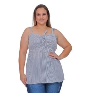 Imagem de Blusa Plus Size Regata Listrada Com Laço-Feminino
