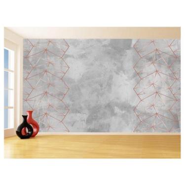 Imagem de Papel De Parede 3D Concreto Linhas Dourado Rose 3,5M Kkt261 - Você Dec