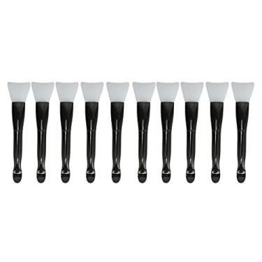 Imagem de Pincel de maquiagem de silicone macio, aplicador de creme facial de ponta dupla, design ergonômico com colher para cosméticos, conjunto de 10 peças