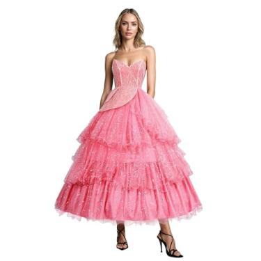 Imagem de Yejue Fantasia de princesa cosplay vestido longo com acessório conjunto de apresentações de palco show de dança roupa de festa de Halloween, rosa, PP