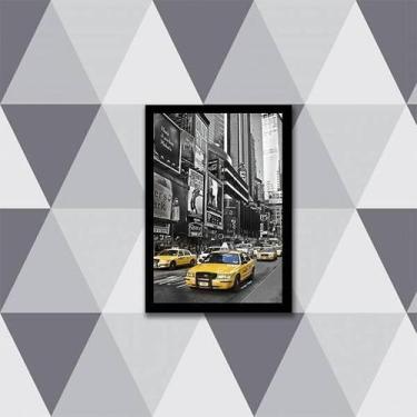 Imagem de Quadro Fotografia Táxi New York Amarelo 45X34 Vidro Preta - Quadros On