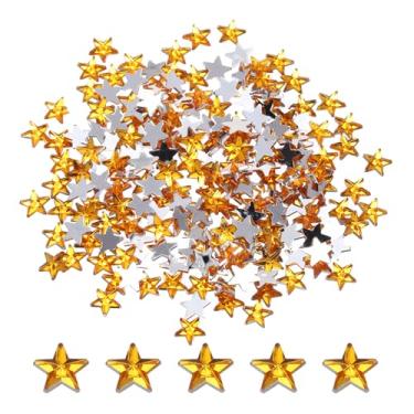 Imagem de Generic 200 peças de strass de estrela acrílica 8 x 8 mm pedras de plástico com costas planas para artesanato, contas, pintura facial, bijuterias, ouro