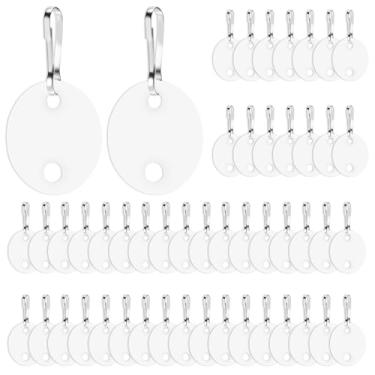 Imagem de Pacote com 50 etiquetas de plástico em branco com ganchos de pressão, etiquetas de chaveiro à prova d'água de 2,5 cm para organização de chaves, bagagem, unidades USB, ideal para casa, escritório