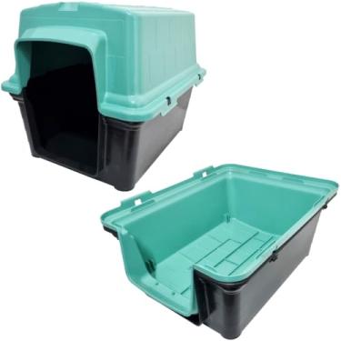 Imagem de Casa Casinha Cães Cachorro Gato Porte Pequeno Protege Plástico Frio Conforto Furacão Pet Iglu N2(QUADRADAERDE CLARO)