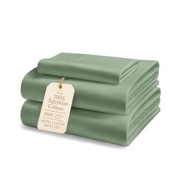 Imagem de LANE LINEN Conjunto de lençóis 100% algodão egípcio GG - 1000 fios, macio e confortável, grosso, totalmente elástico, algodão mercerizado, solteiro, sem fiapos, resistente ao desbotamento elegante