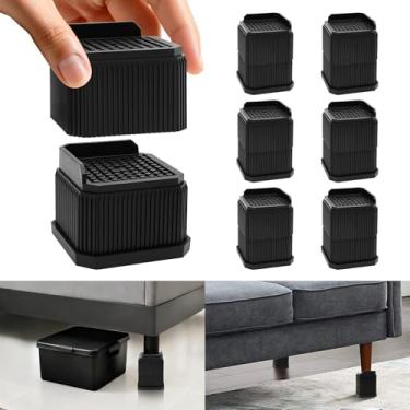 Imagem de EleganceX Elevadores de móveis 6 peças - Elevadores de sofá de 5 a 10 cm de altura para cama, sofá, mesa, geladeira, máquina de lavar | Fácil armazenamento e limpeza, design antiderrapante suporta até