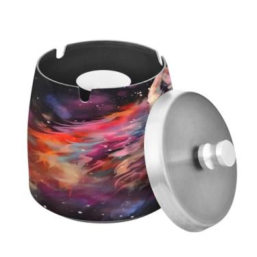 Imagem de Blueangle Cinzeiro de lobo colorido com tampa para cigarros, à prova de vento/chuva, aço inoxidável, sem fumaça, inodoro, cinzeiro para uso interno ou externo (169)