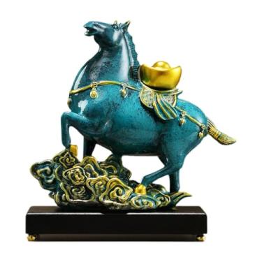 Imagem de KiBcsLic Estátua de Cavalo Decorativa para Mesa, Peça Central em Resina, Estatueta Feng Shui, Estátua de Animal para Sala de Estar, Lareira, Presente para, Azul