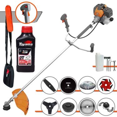 Imagem de Roçadeira Multifuncional Tekna RL430P À Gasolina 2T 43cc 1,7HP de Potência Alta Rotação Com Carretel de Nylon + Kit 7 Lâminas Extras + ÓLEO TOYAMA