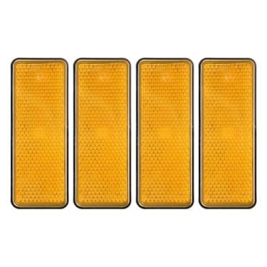 Imagem de PATIKIL Refletores traseiros retangulares, 4 peças refletor de aviso refletor de segurança plástico universal para motocicleta com suporte de parafuso M5 para carro, motocicleta, reboque, bicicleta