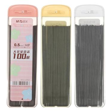 Imagem de PATIKIL 300 peças de grafite mecânico HB, refil de grafite preto de 0,5 mm, refil de lápis resistente à quebra para material de escrita, branco/amarelo/rosa