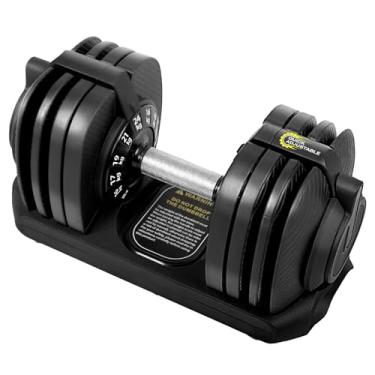 Imagem de BODYTECH Haltere de ajuste rápido de 24 kg/24 kg - Troca de peso de 1 segundo e trava de segurança | Punho de metal à prova de suor | Equipamento de academia doméstica que economiza espaço