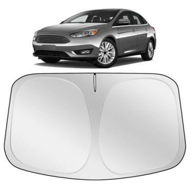 Imagem de XHRING Para-brisa de carro para-sol compatível com Ford Focus 2012-2018 Hatchback Acessórios, protetor solar para janela dianteira do carro Essenciais de verão