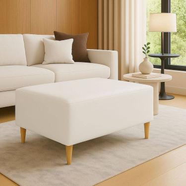 Imagem de Puff Bela Manu Decor Madri Pés Palito Couríssimo Branco