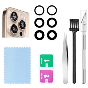 Imagem de 2 conjuntos de lentes de vidro para câmera traseira traseira para iPhone 16 Pro/iPhone 16 Pro Max com kit de ferramentas de reparo