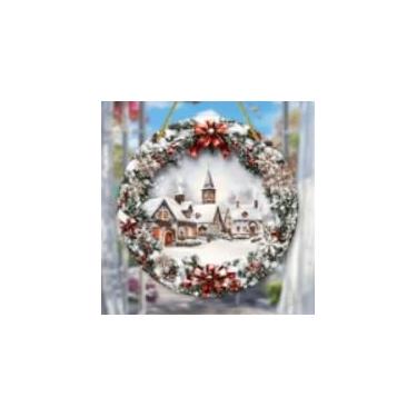 Imagem de Enfeite de disco de acrílico de Papai Noel para árvore de Natal, parede, janela, decoração de festa em casa (C)