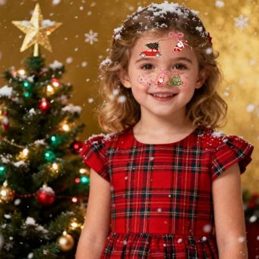 Imagem de Decorações de Natal e conjuntos de presentes de maquiagem, incluindo tatuagens faciais com tema natalino e tatuagens temporárias, são lembrancinhas de festa perfeitas para pessoas (um estilo)