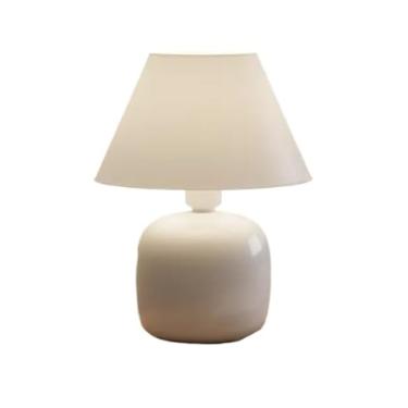 Imagem de Abajur Luminaria Ceramica Porcelana Bivolt Com Cupula para Decoração Quarto Escritorio Sala Infantil Adulto(Branco)
