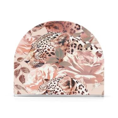 Imagem de Qilmy Porta-guardanapos padrão leopardo ouro rosa para mesas, porta-guardanapos de Halloween para cozinha, porta-guardanapos de mesa, porta-guardanapos de coquetel, porta-guardanapos de papel156