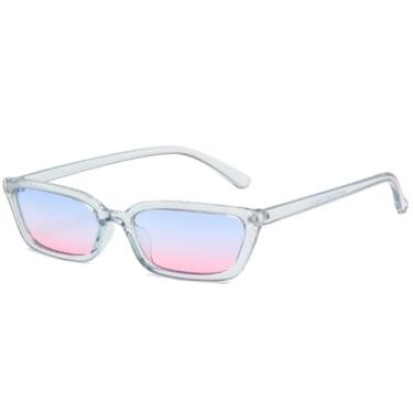 Imagem de Óculos de sol estilo olho de gato, armação pequena, feminino, masculino, vintage, para esportes ao ar livre, para dirigir, UV400 (azul, azul, rosa)