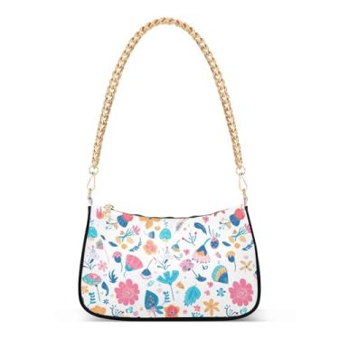 Imagem de CEBUGI Bolsas transversais femininas bolsa de ombro pequenas bolsas de flores elegante bolsa clutch com alça de corrente