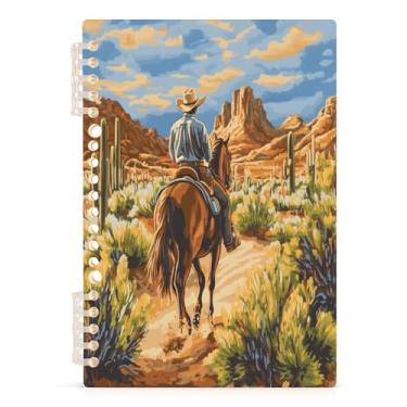 Imagem de Burbuja Caderno Cowboy in Desert, papel pautado universitário A5 com 60 folhas, fichário para escritório, 1 pacote