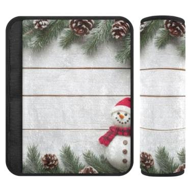 Imagem de Burbuja Capa para cinto de segurança de carro de madeira boneco de neve Planta de Natal Protetor de cinto de segurança de carro macio confortável para alça de ombro de assento de carro, 1 par pequeno