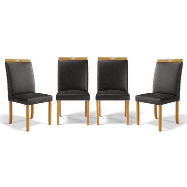 Imagem de Kit Com 4 Cadeiras Agnes Madeira Maciça Estofadas Para Mesa De Jantar