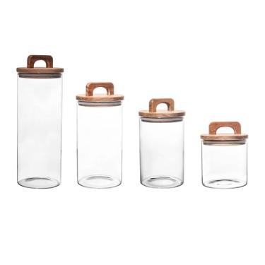 Imagem de WOLFF - Conjunto 10 Porta Mantimentos de Vidro Borossilicato com Tampa de Acácia - 3 de 700ml, 3 de 1L, 2 de 1.25L e 2 de 1.7L