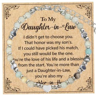 Imagem de Wxiben Presentes de pulseira de nora – presentes exclusivos da sogra, Natal, aniversário, dia das mães, noivado e casamento para a nora, pulseira de contas naturais para ela