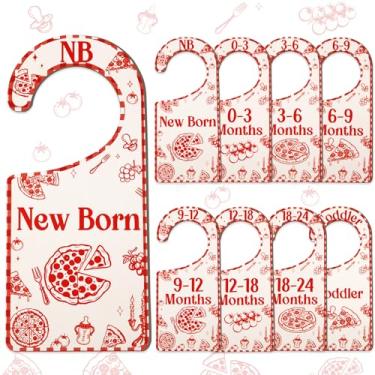 Imagem de CORNER LACE Divisórias de armário de bebê, 8 peças, com tema italiano vermelho, cabide/organizador de roupas de madeira dupla face, de recém-nascido a criança, para decoração de berçário, chá de bebê