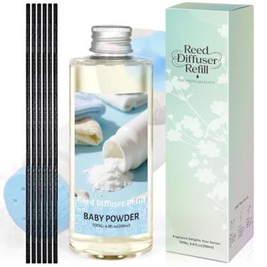 Imagem de STRN Refil de óleo essencial com difusor de palheta, aroma de talco de bebê, 200 ml com bastões difusores, aromaterapia de longa duração, líquido de fragrância natural com garrafa ecológica para casa