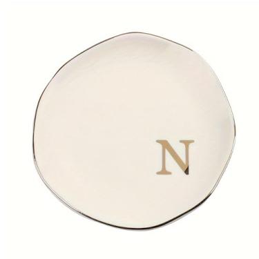 Imagem de Bandeja de joias de cerâmica com letras de 12 cm, prato decorativo para anéis, brincos, colares, pulseiras, chaves de relógio, aniversário, dia das mães, casamento, presente de Natal para mulheres